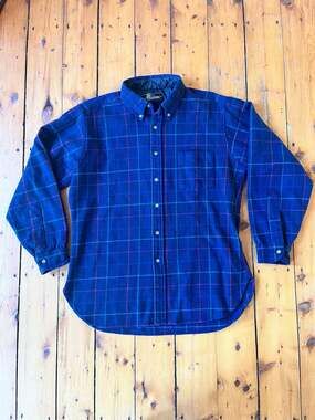 Vintage 80s Lobo by Pendleton 100% Wool Blue Plaid Button Down Flannel Shirt